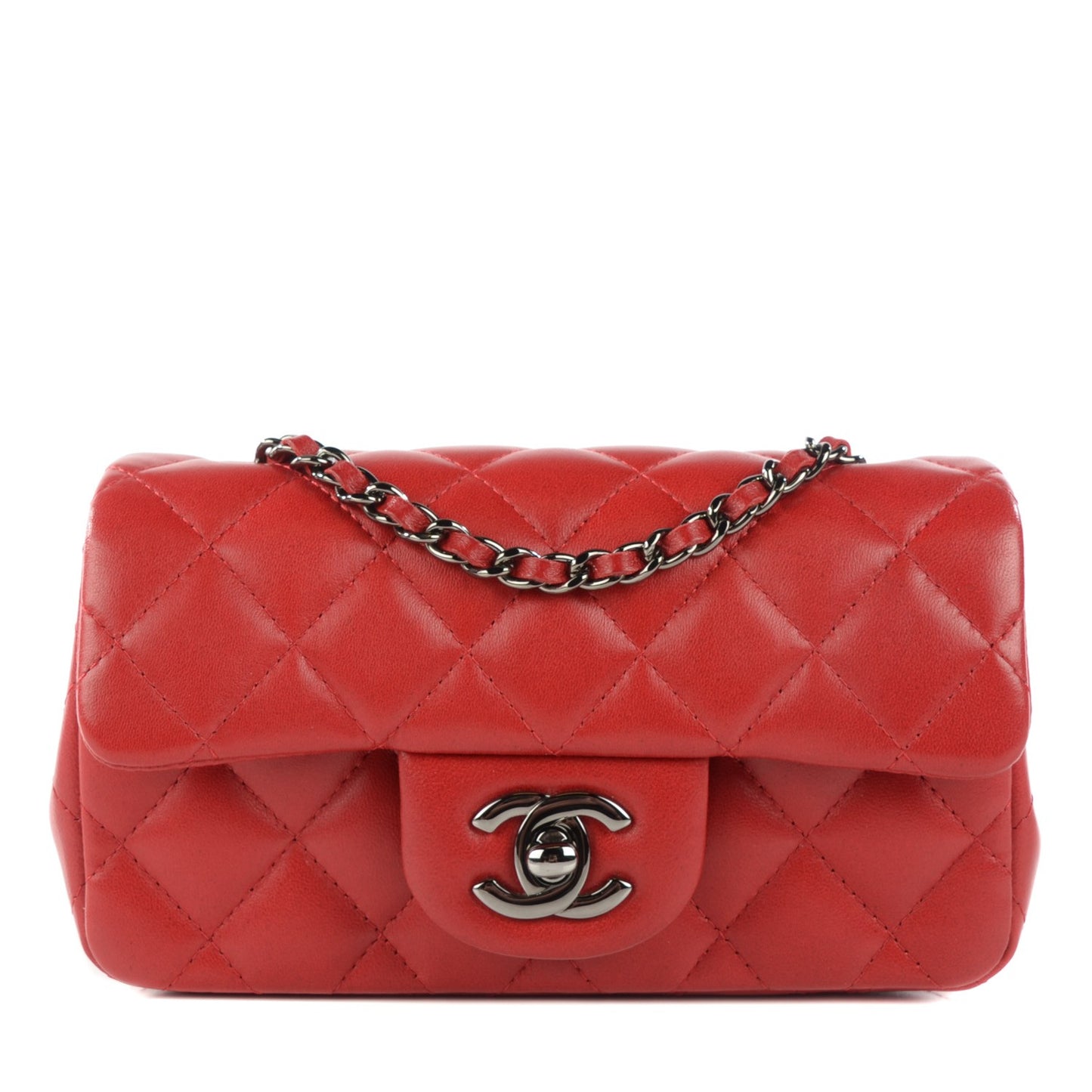 Lambskin Quilted Extra Mini Flap Red