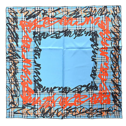 Burberry Silk Scribble Print Square Scarf Blue 1 of 4