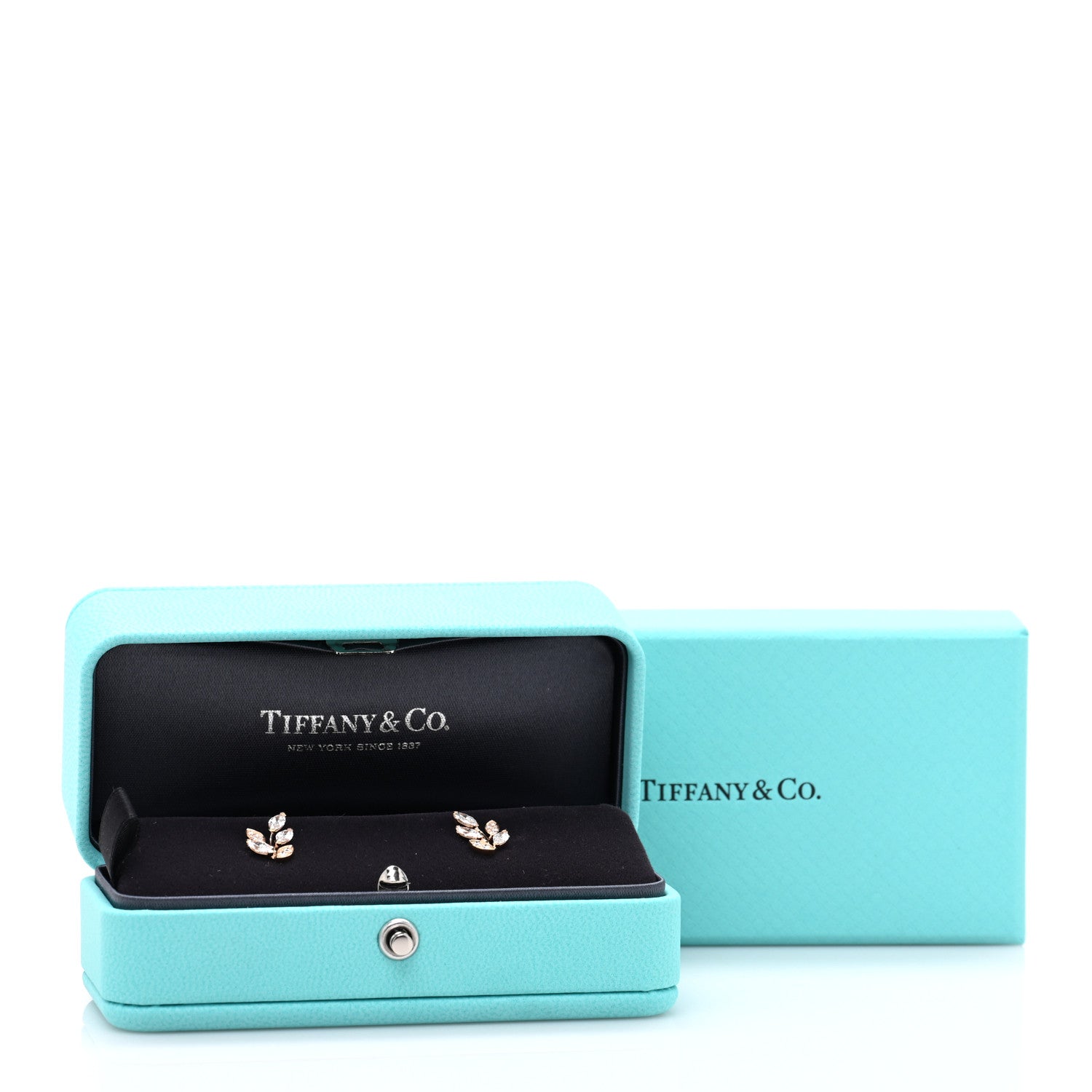 Tiffany 18K Rose Gold Diamond Small Victoria Vine Earrings 5 of 5