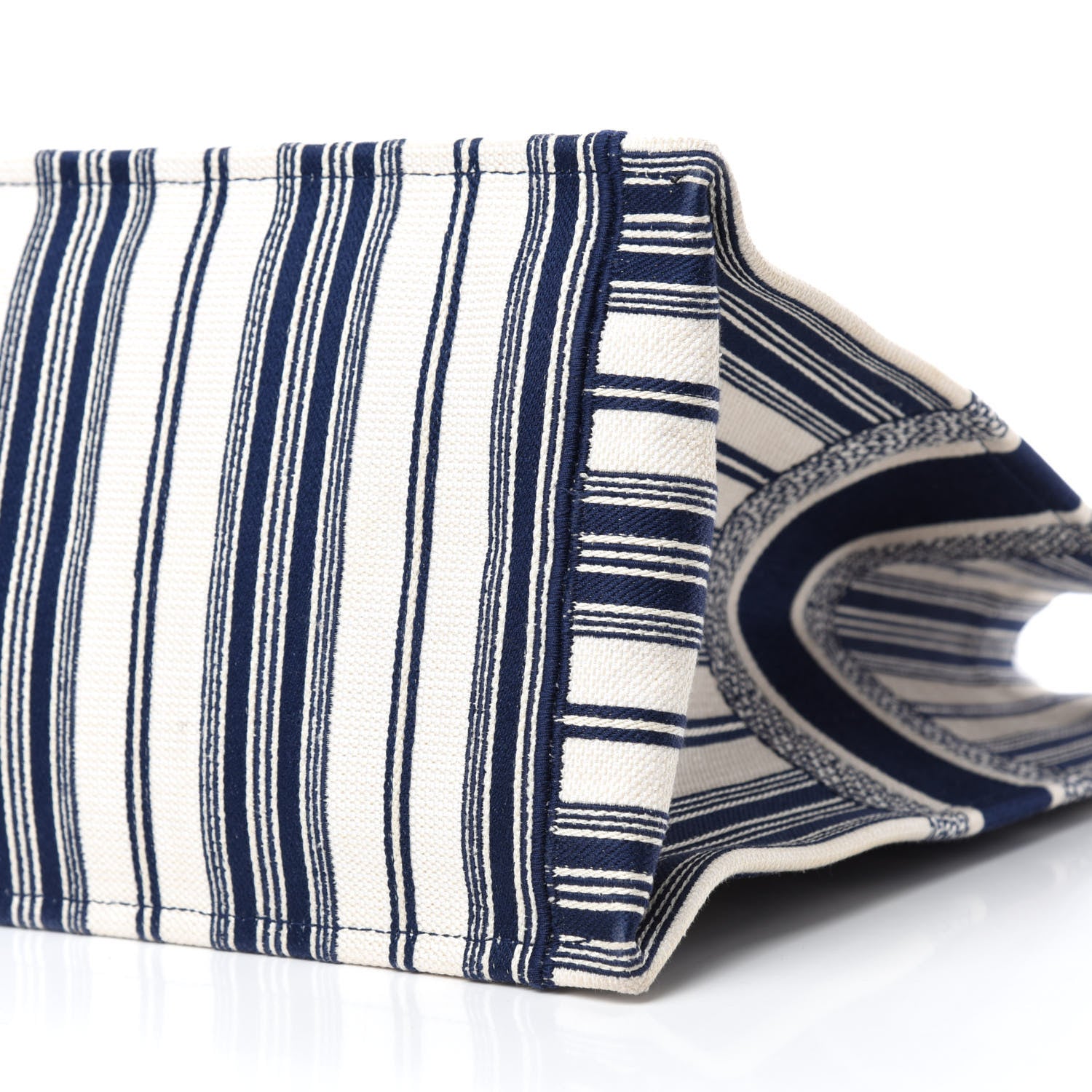Christian Dior Canvas Embroidered Forte Dei Marmi Striped Book Tote Blue 7 of 14