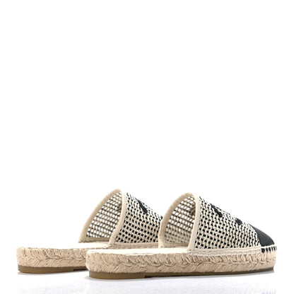 Chanel Mesh Grosgrain CC Espadrilles Mule 37 Beige Black 4 of 7