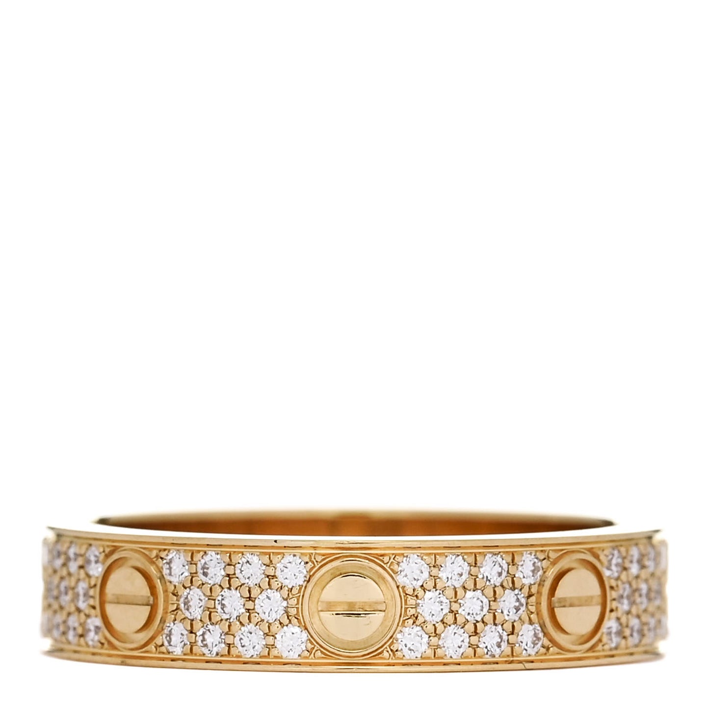 18K Yellow Gold Diamond 4mm LOVE Wedding Paved Band Ring 51 5.75
