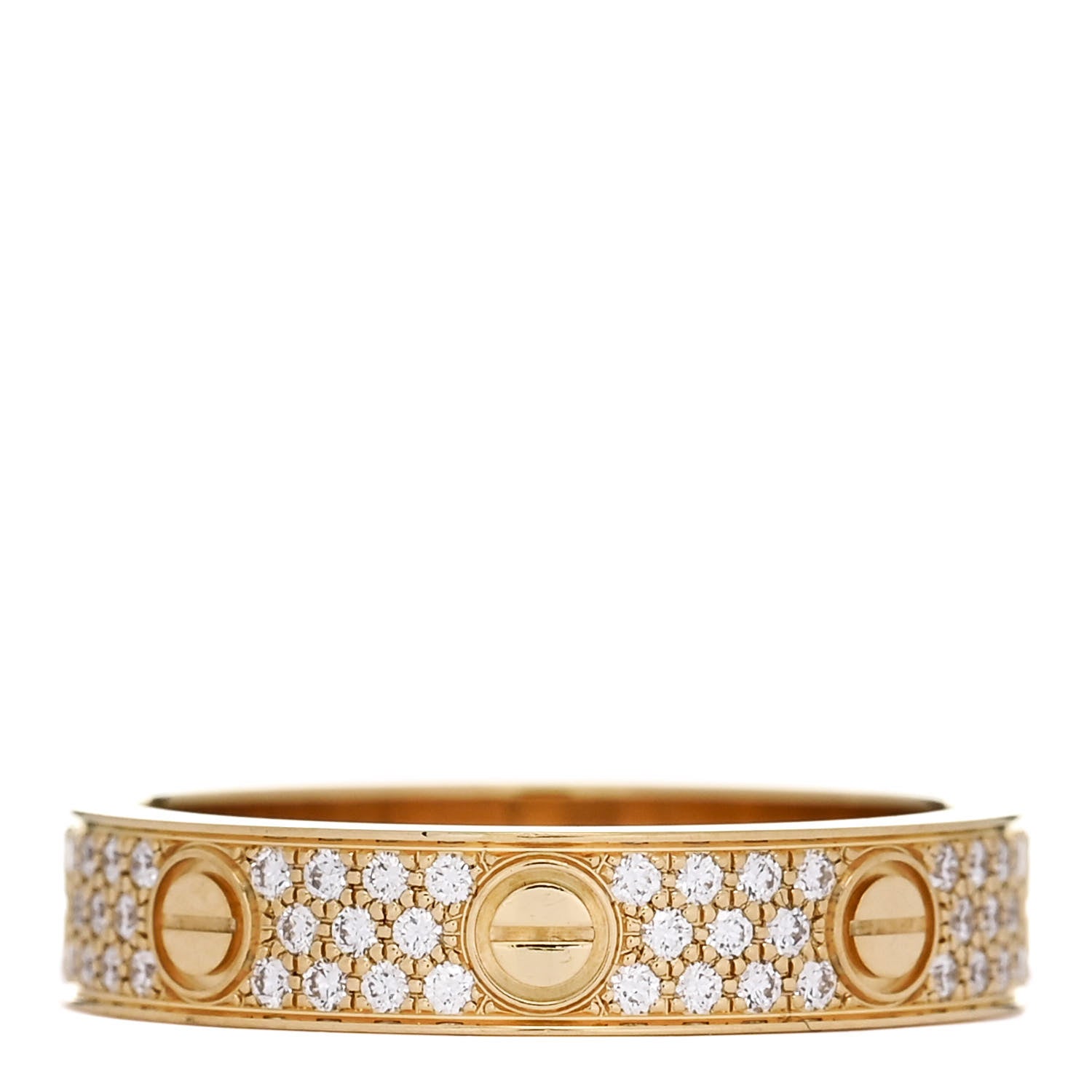 Cartier 18K Yellow Gold Diamond 4mm LOVE Wedding Paved Band Ring 51 5.75 3 of 5