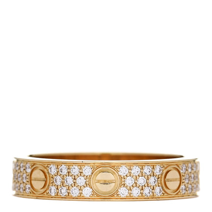 Cartier 18K Yellow Gold Diamond 4mm LOVE Wedding Paved Band Ring 51 5.75 3 of 5