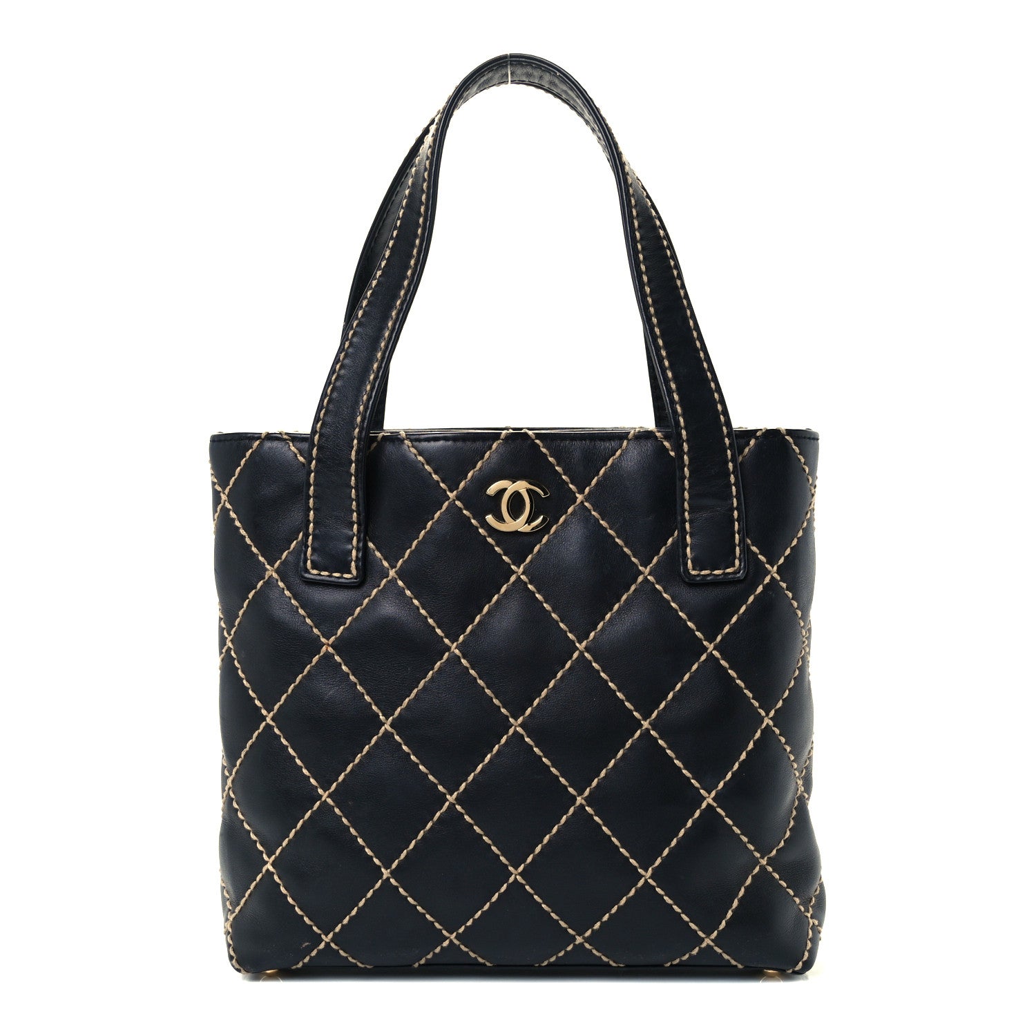 Chanel Calfskin Contrast Stitch Surpique Tote Black 1 of 10