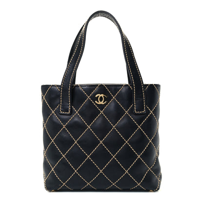 Chanel Calfskin Contrast Stitch Surpique Tote Black 1 of 10