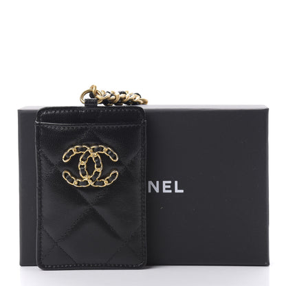 Chanel Goatskin Quilted 19 Card Holder On Chain Black 10 of 10