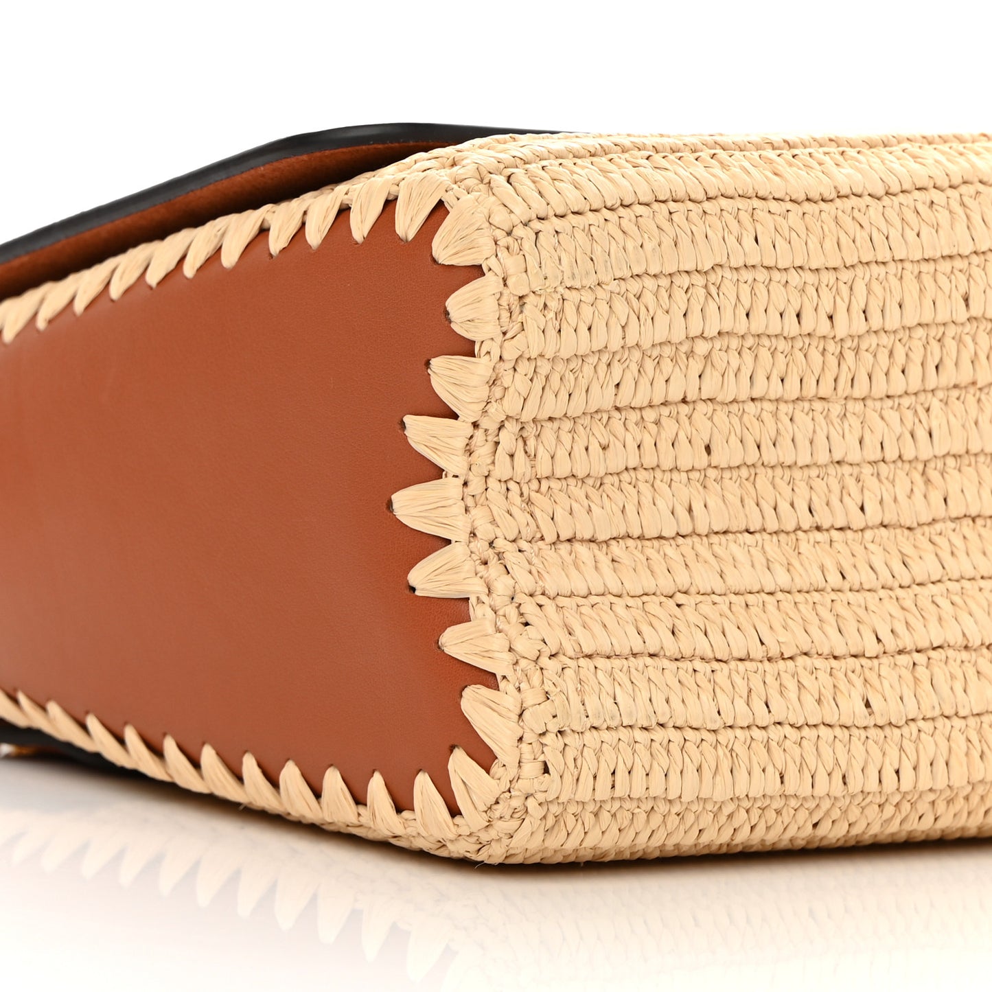 Calfskin Raffia Twist Shoulder Bag MM Caramel