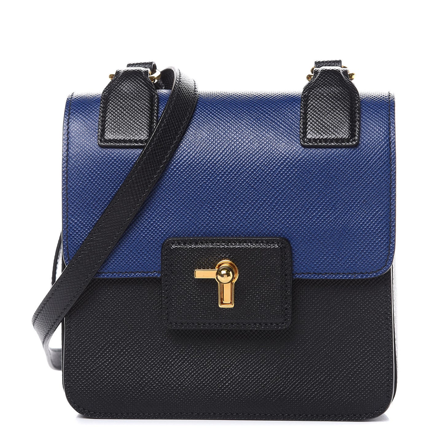 Saffiano Bi-Color Crossbody Bag Inchiostro Black