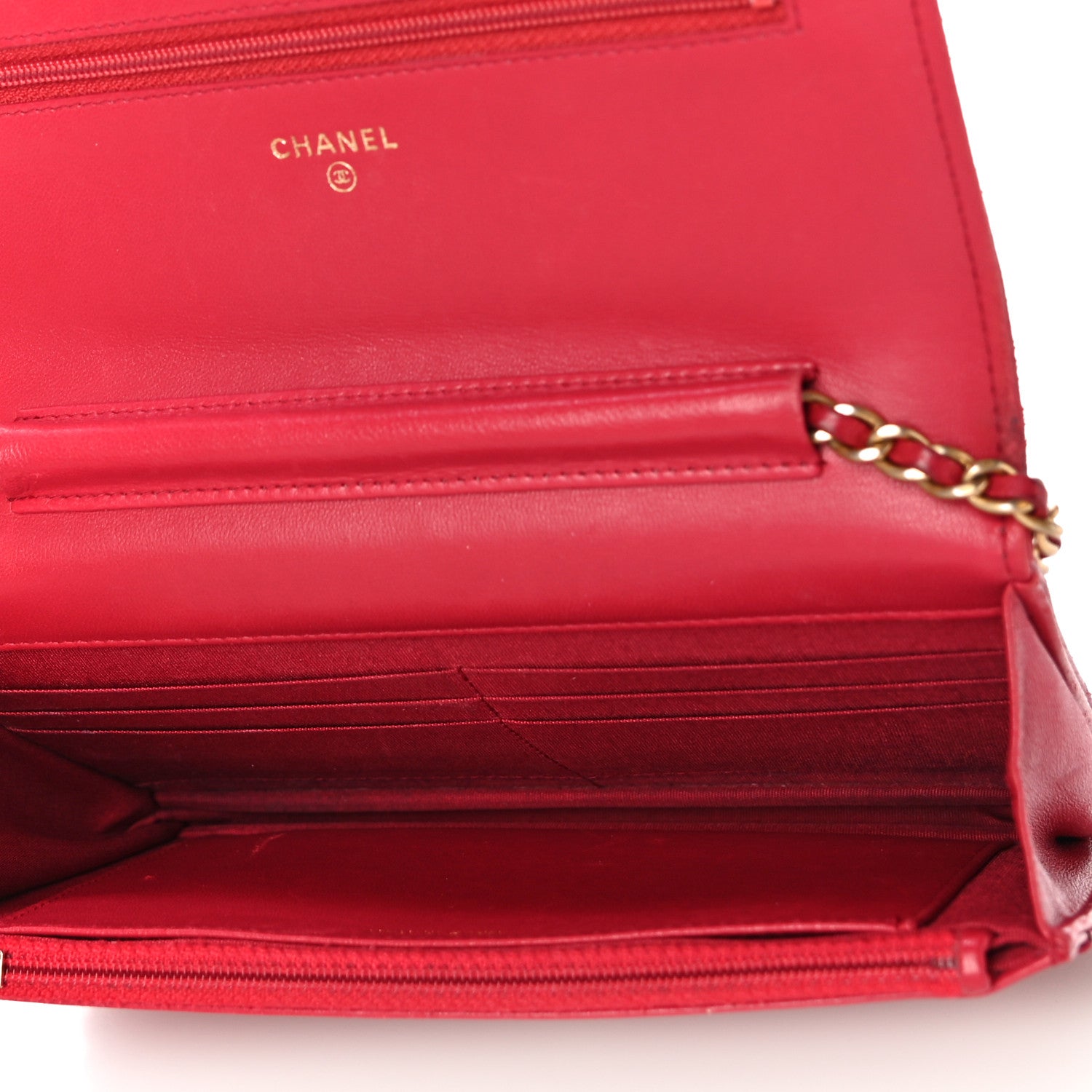 Chanel Lambskin Quilted Boy Wallet On Chain WOC Red 5 of 27