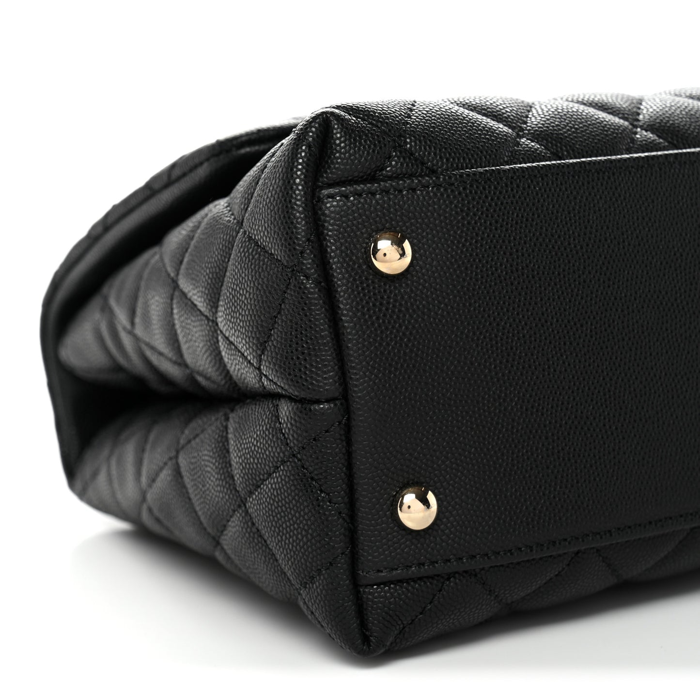 Caviar Quilted Small Coco Handle Flap Black