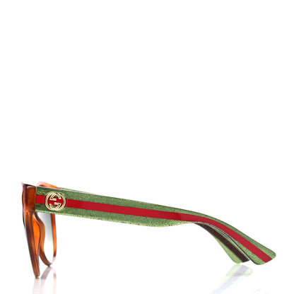 Gucci Round Eye GG Web Glitter GG0035S Sunglasses Tortoise 3 of 4