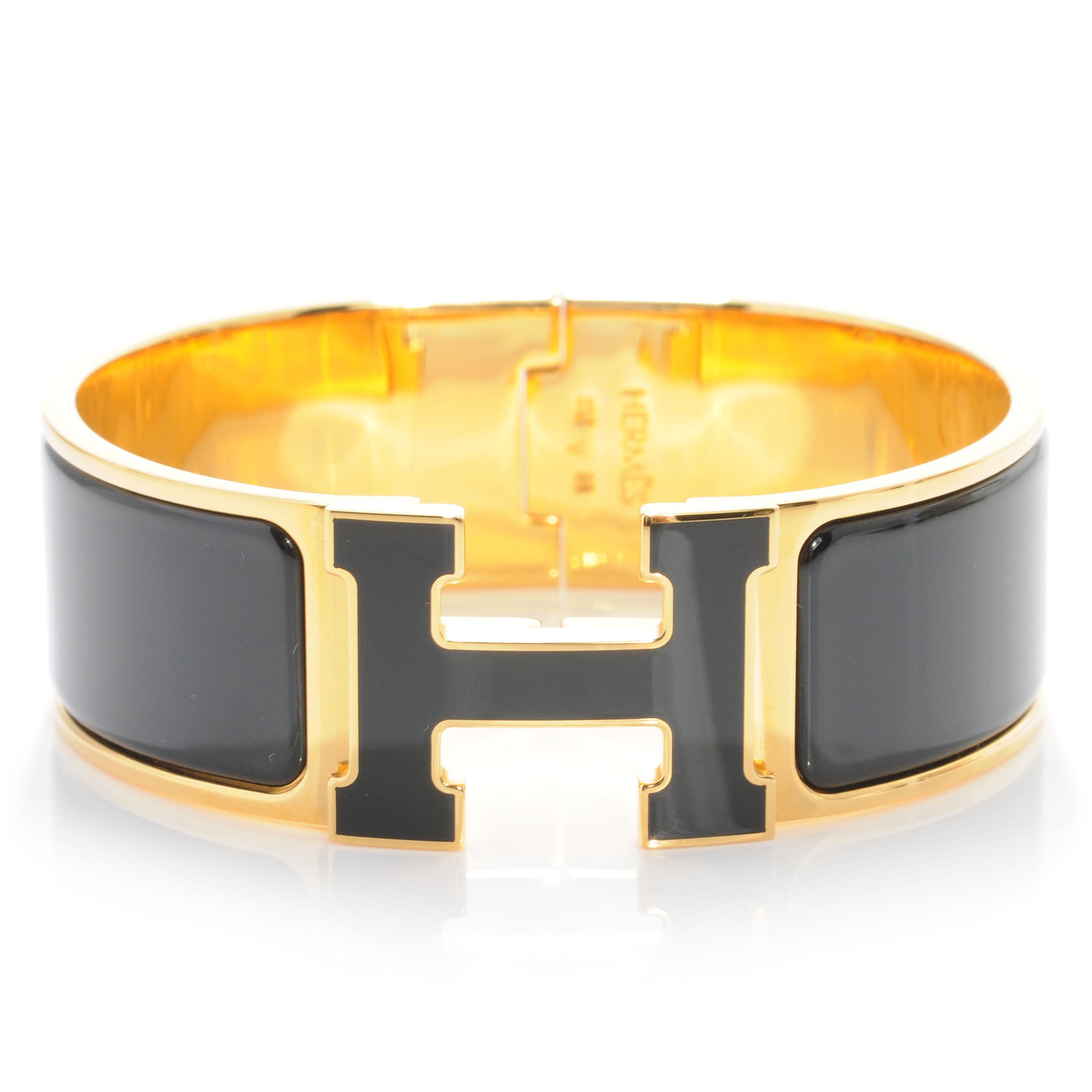 Hermes Enamel Wide Clic Clac H Bracelet PM Black 1 of 7