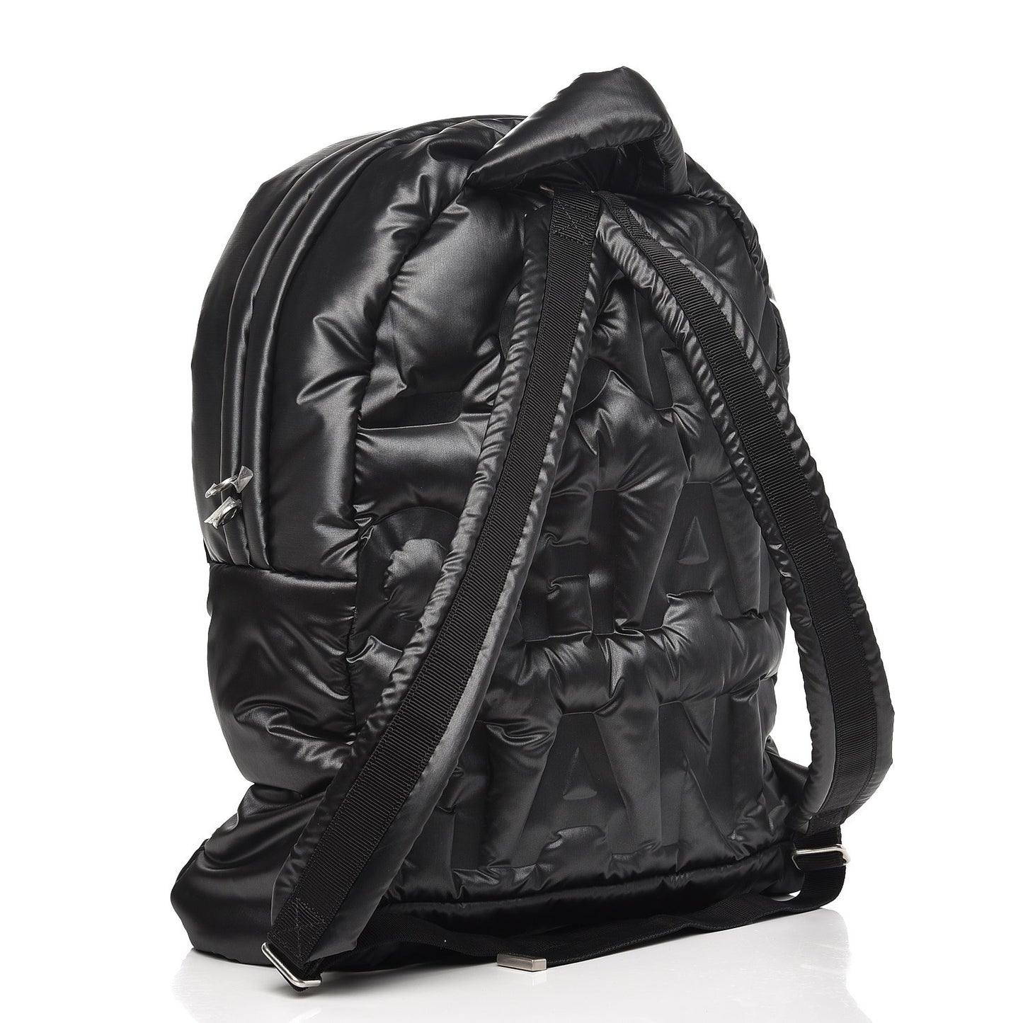 Nylon Embossed Doudoune Backpack Black