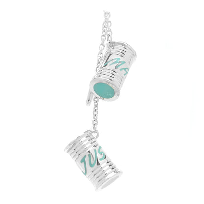 Tiffany Sterling Silver Enamel Just Married Can Charm Blue 1 of 4