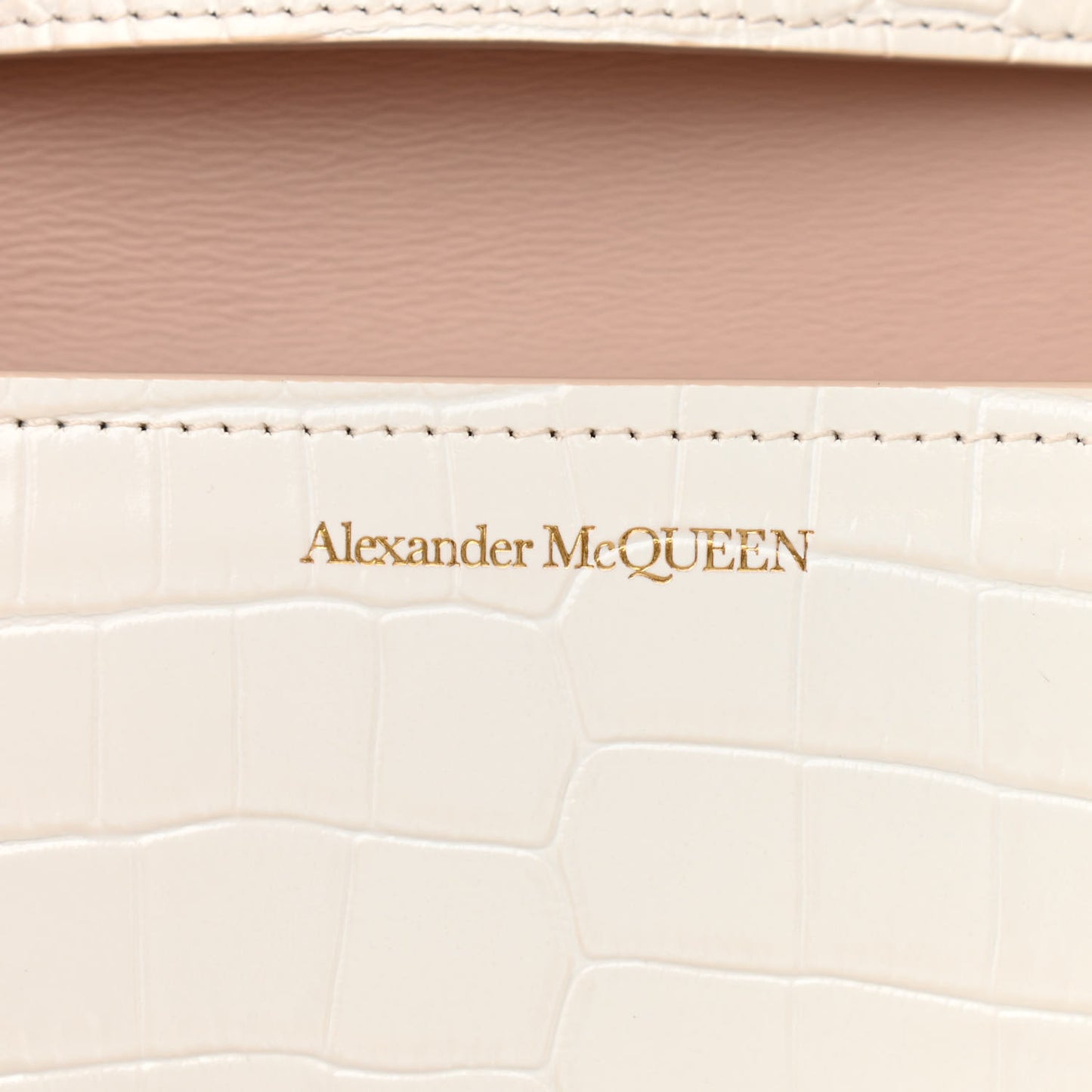 Crocodile Embossed Calfskin Four Ring Knuckle Crossbody Bag Soft Ivory