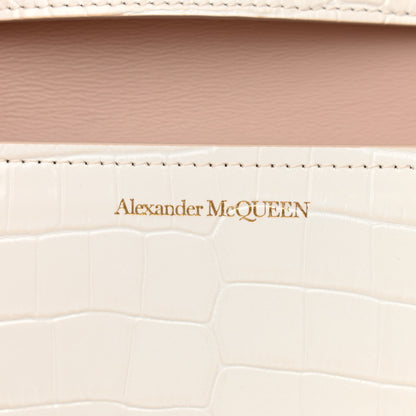 Alexander McQueen Crocodile Embossed Calfskin Four Ring Knuckle Crossbody Bag Soft Ivory 7 of 12