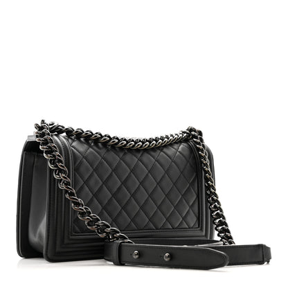 Chanel Calfskin Quilted Medium Boy Flap So Black 3 of 11