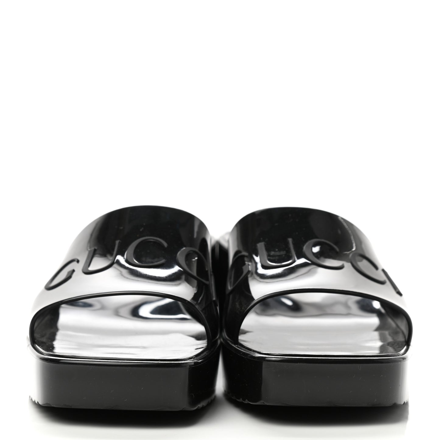 Rubber Gucci Logo Womens Platform 20/60mm Slide Sandals 39 Black