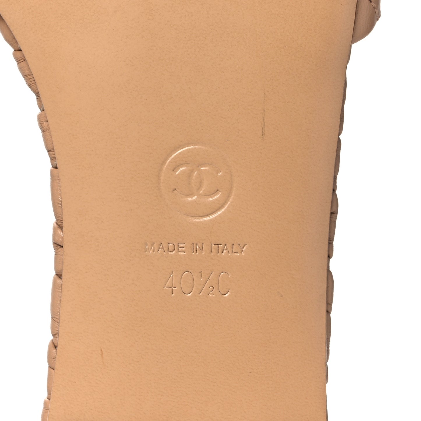 Lambskin Quilted CC Mules Sandals 40.5 Beige