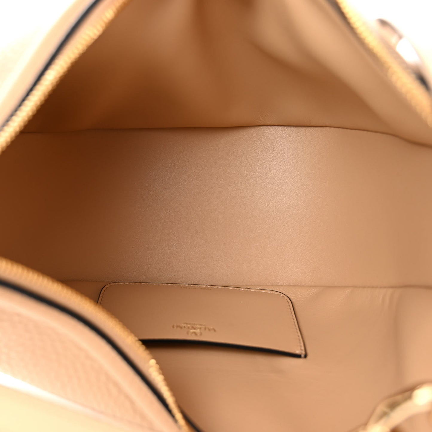 Grainy Calfskin Small Vlogo Moon Hobo Bag Cappuccino