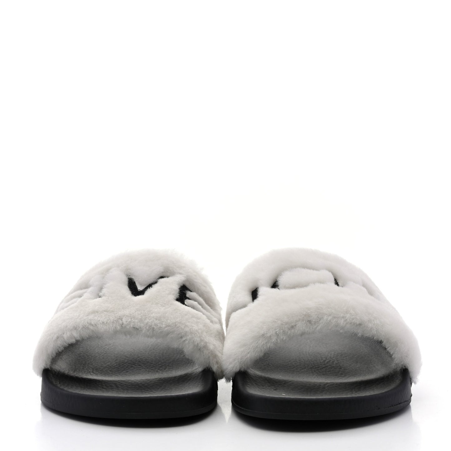 Shearling Womens Logo Womens Pool Slides Sandals 39 White Black