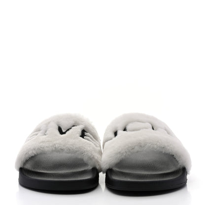 Givenchy Shearling Womens Logo Womens Pool Slides Sandals 39 White Black 2 of 10