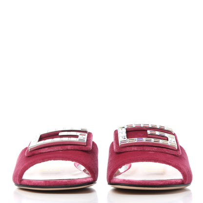 Gucci Velvet Crystal Square G Madelyn Slide Sandals 35.5 Light Raspberry Rose 2 of 14