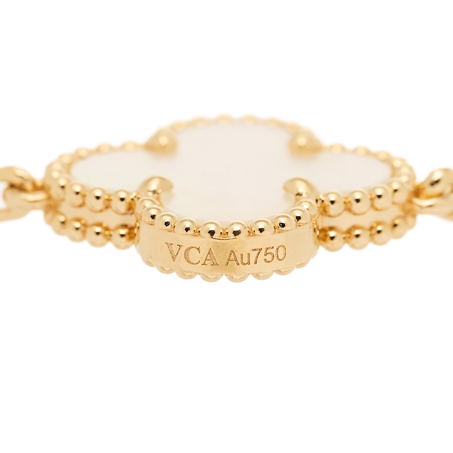 18K Yellow Gold Mother of Pearl 5 Motifs Vintage Alhambra Bracelet