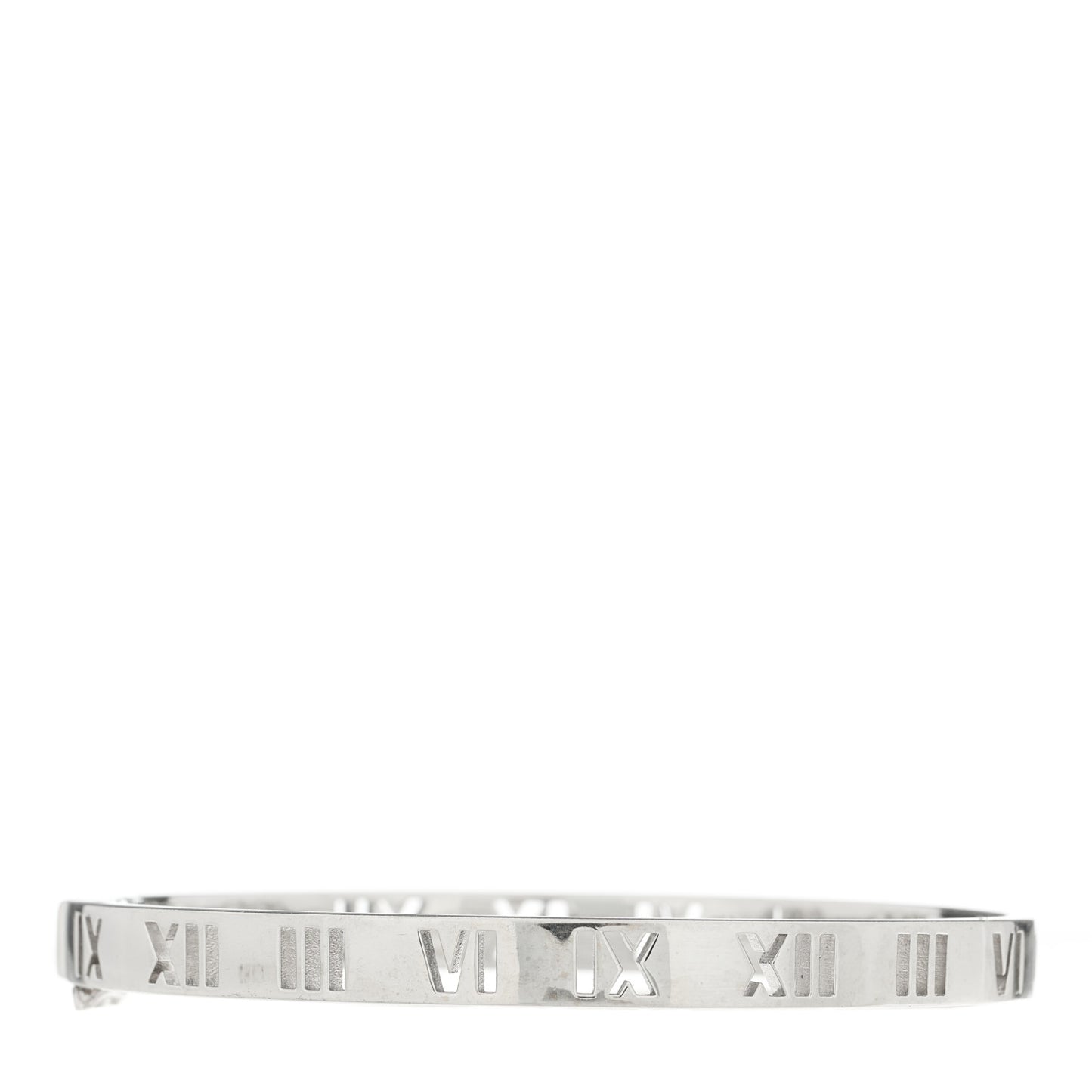 18K White Gold Diamond Atlas Pierced Hinged Bangle Bracelet
