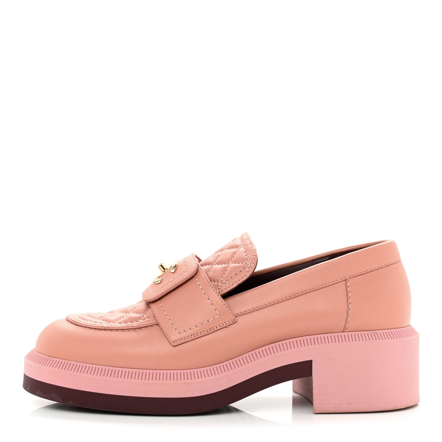 Lambskin Quilted CC Turnlock Loafers 36 Dark Pink