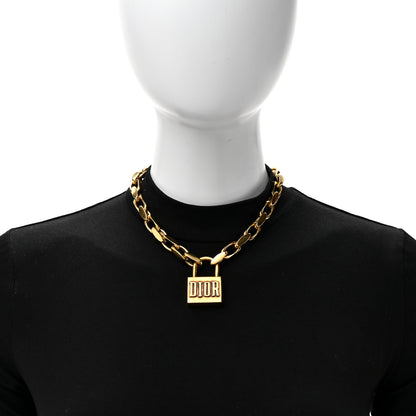 Christian Dior Metal Lucky Locket Choker Necklace Aged Gold 3 of 5