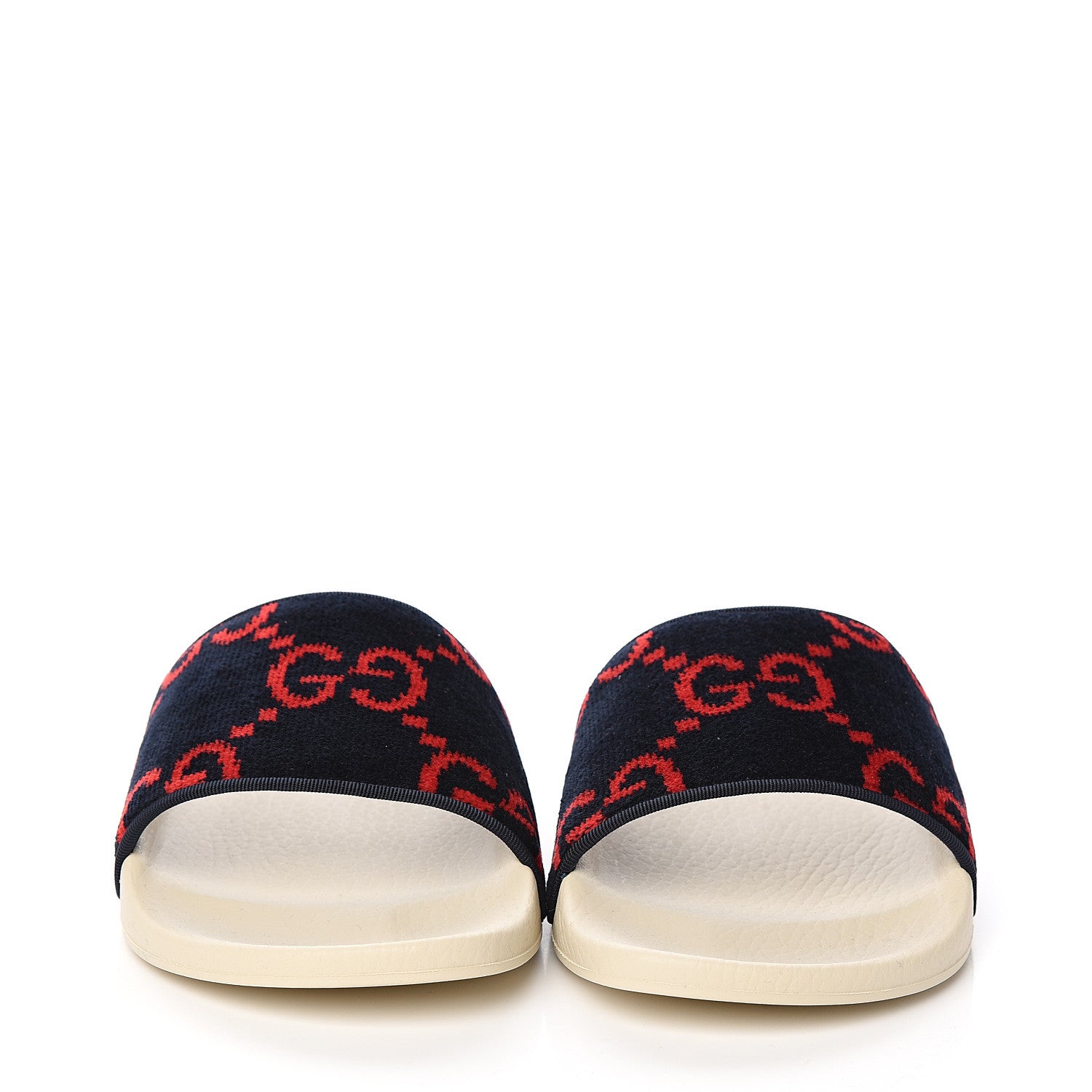 Gucci Terry Cloth GG Monogram Slide Sandals 40 Blue Red 2 of 9