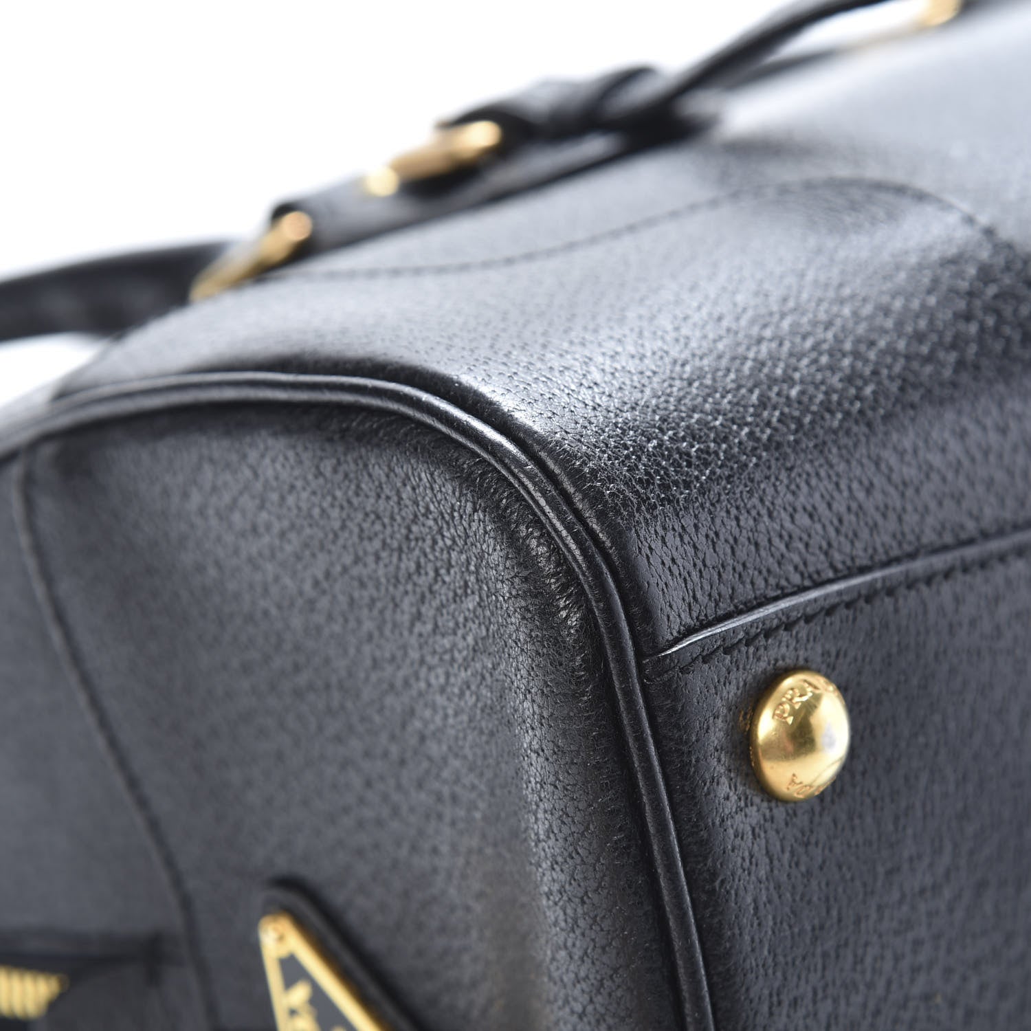 Prada Goatskin Cerniera Pushlock Satchel Black 10 of 14