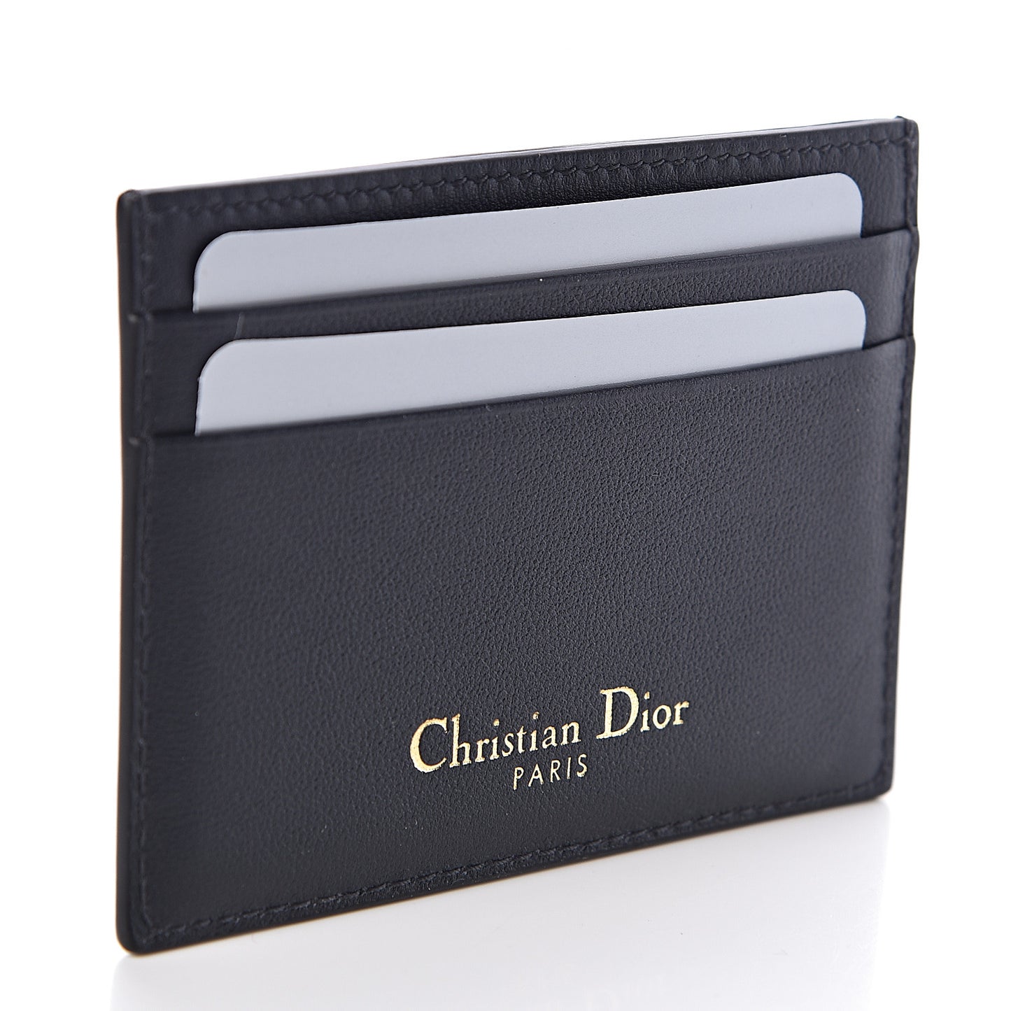 Calfskin Oblique Card Holder Blue