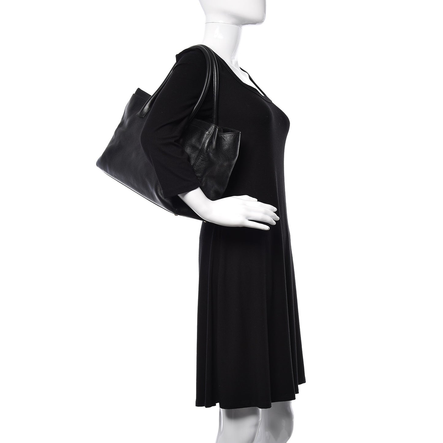 Calfskin Cerf Executive Shopper Tote Black