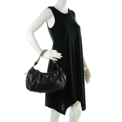 Prada Cervo Lux Chain Hobo Nero Black 2 of 8
