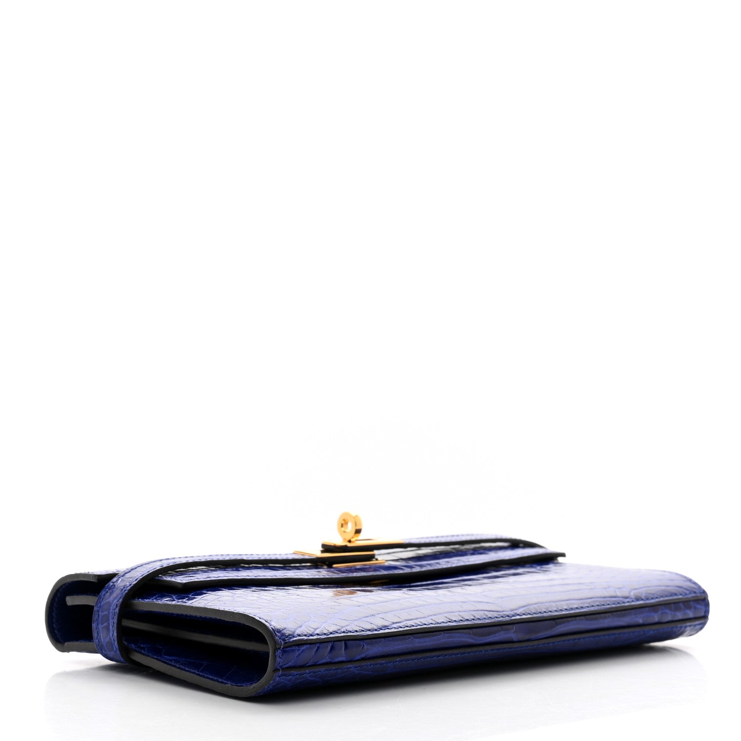 Hermes Shiny Alligator Kelly Longue Wallet Bleu Electrique 4 of 13