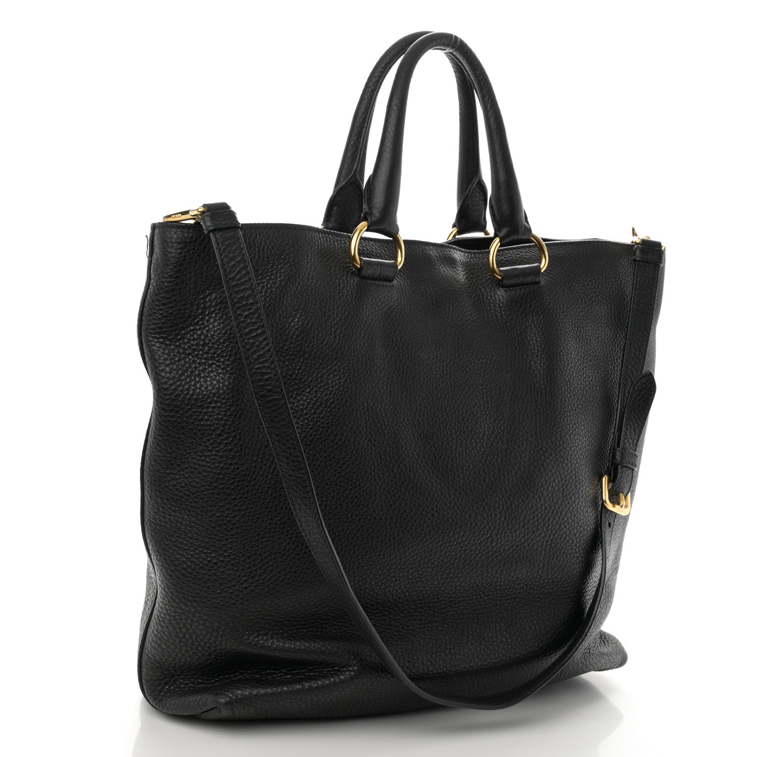 Prada Vitello Daino Tote Black 3 of 12