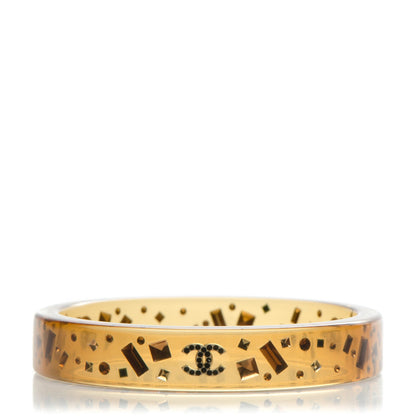 Chanel Lucite Crystal Baguette CC Bangle Beige 1 of 3