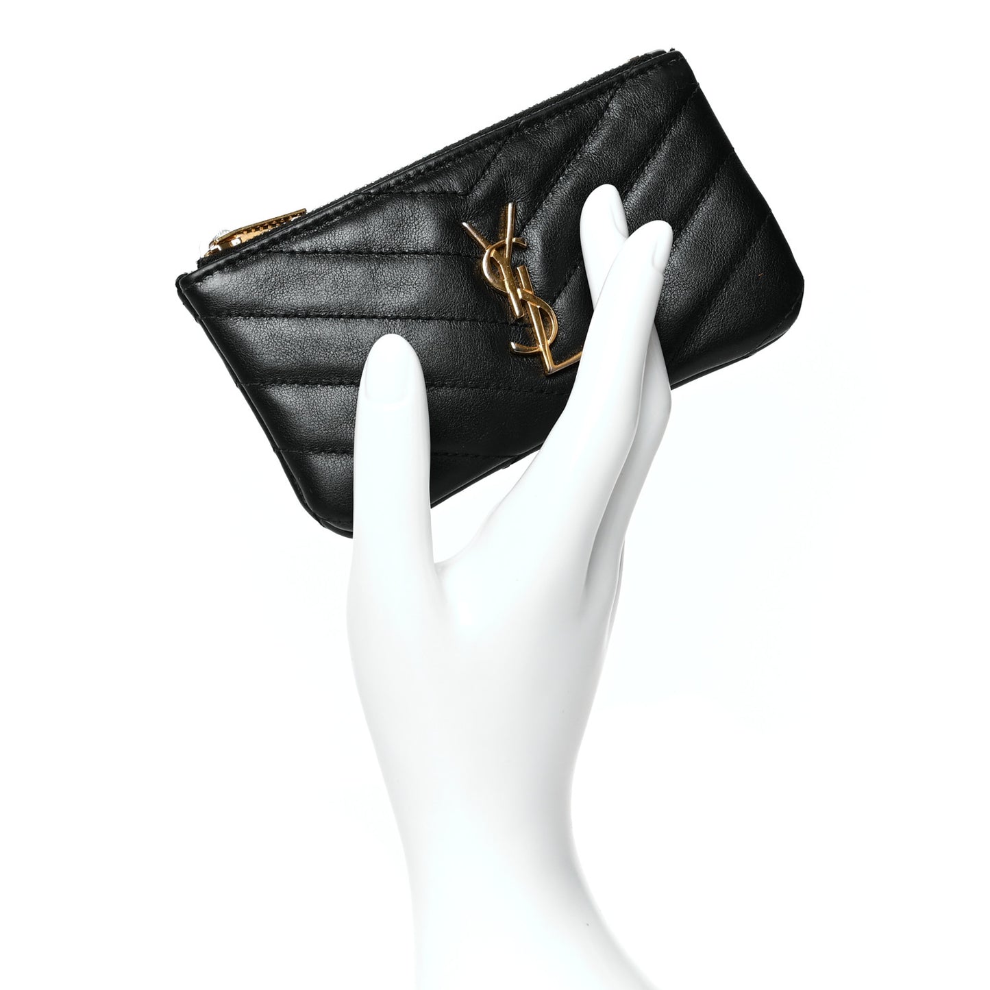 Calfskin Matelasse Monogram Key Pouch Black