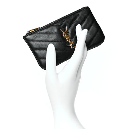 Saint Laurent Calfskin Matelasse Monogram Key Pouch Black 2 of 8