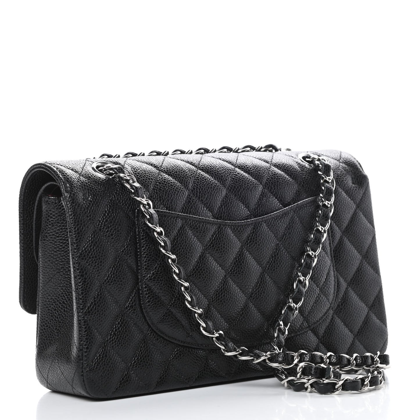 Caviar Quilted Medium Double Flap Black