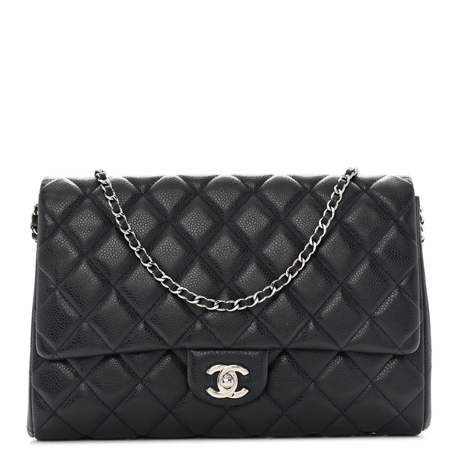 Chanel Caviar Quilted Clutch With Chain Flap Navy Blue 1 of 13