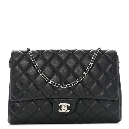 Chanel Caviar Quilted Clutch With Chain Flap Navy Blue 1 of 13
