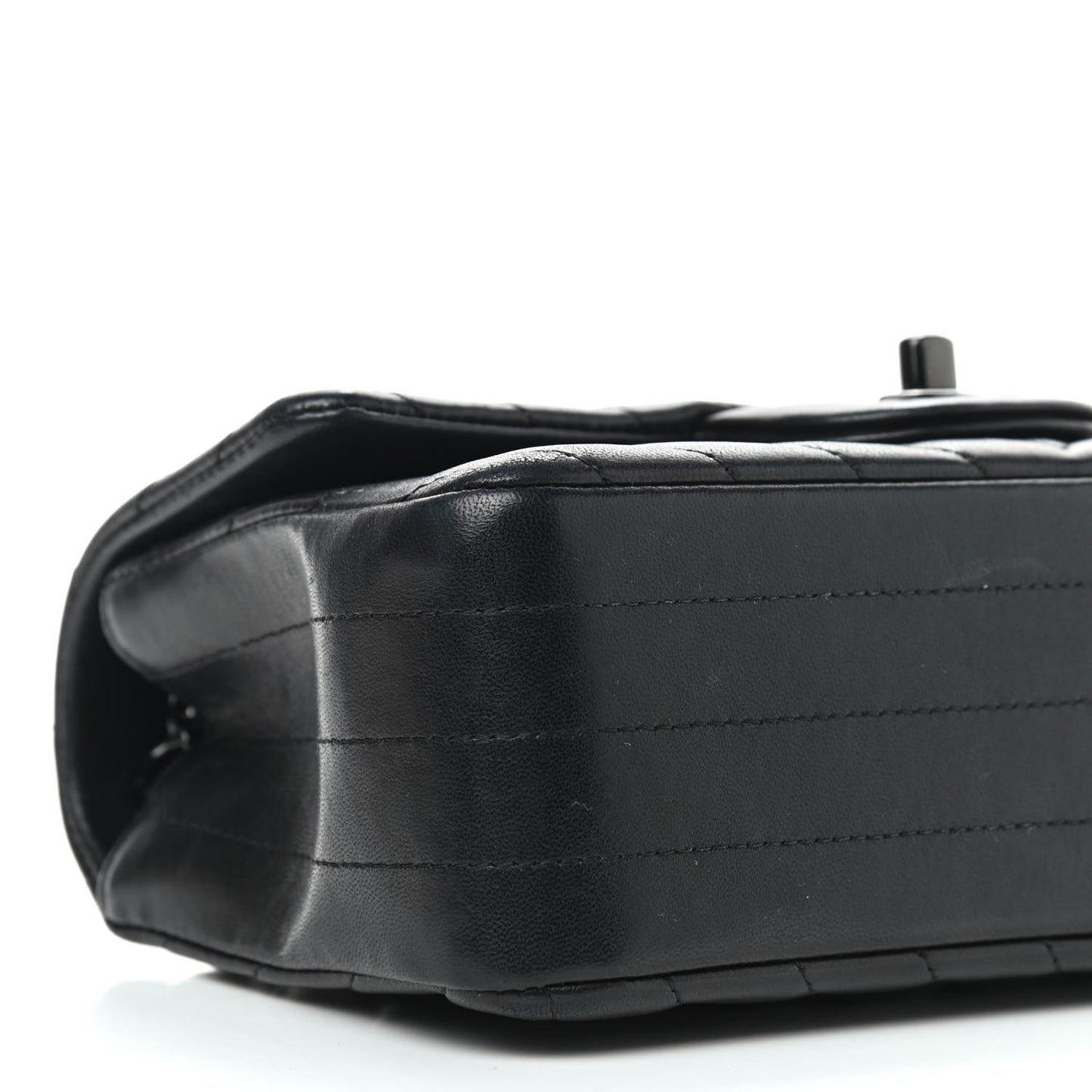 Lambskin Chevron Quilted Mini Rectangular Flap So Black