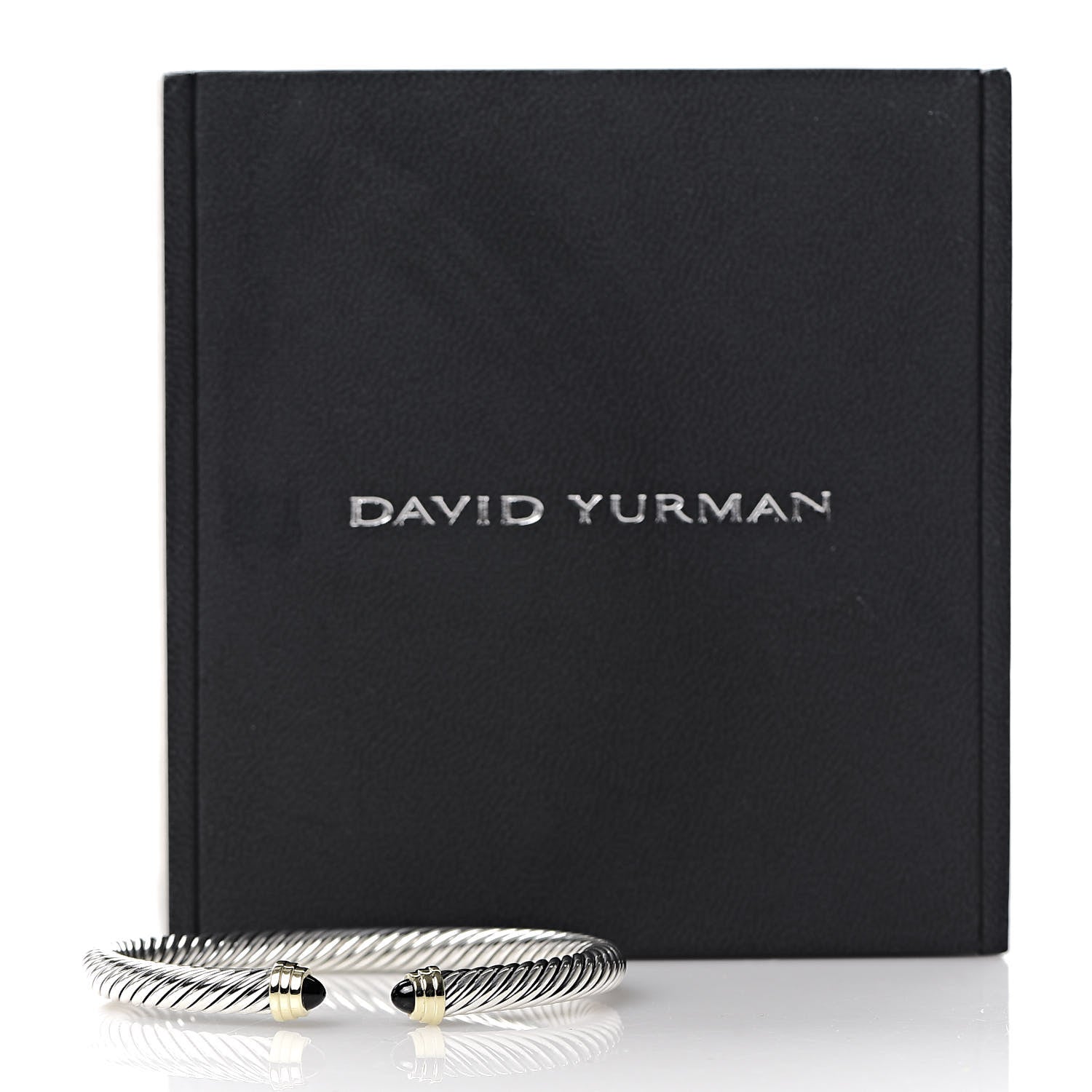 David Yurman Sterling Silver 14K Yellow Gold Black Onyx 5mm Cable Classics Petite Color Bracelet 5 of 5