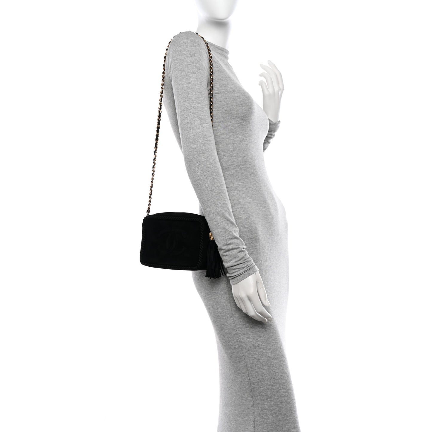 Suede CC Tassel Camera Case Black
