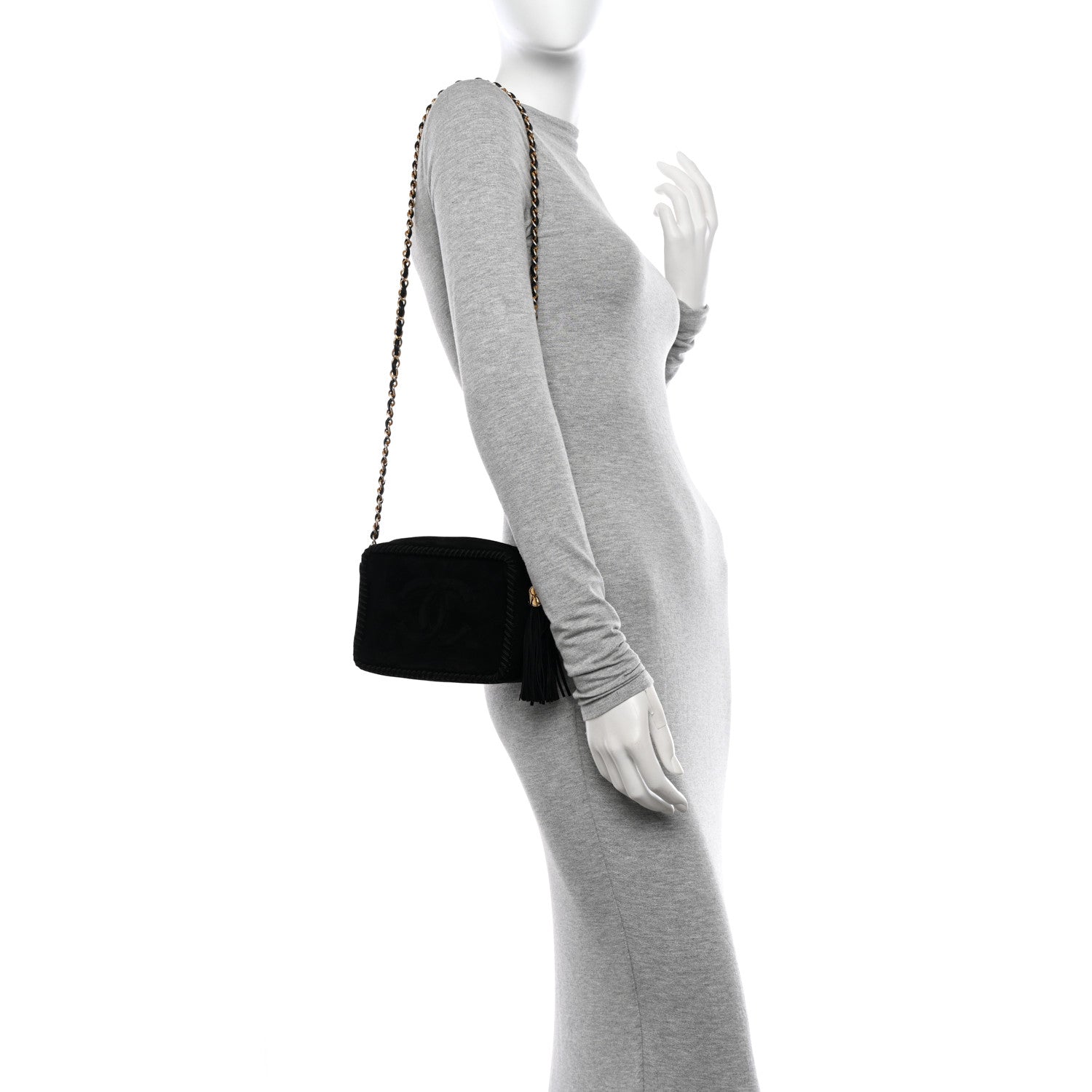 Chanel Suede CC Tassel Camera Case Black 2 of 11