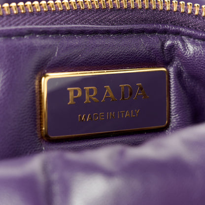 Prada Nappa Soft Padded Logo Embossed Triangle Quilted Shoulder Bag Viola 6 of 10